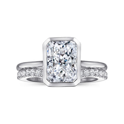 Brooke - 14K White Gold Radiant Cut Bezel Set Solitaire Diamond Engagement Ring