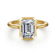 Brooke - 14K Yellow Gold Bezel Set Emerald Cut Solitaire Diamond Engagement Ring
