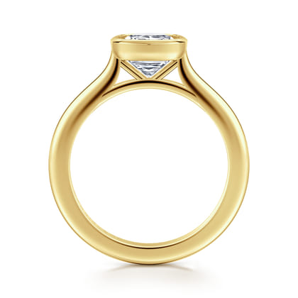Brooke - 14K Yellow Gold Cushion Cut Bezel Set Solitaire Diamond Engagement Ring