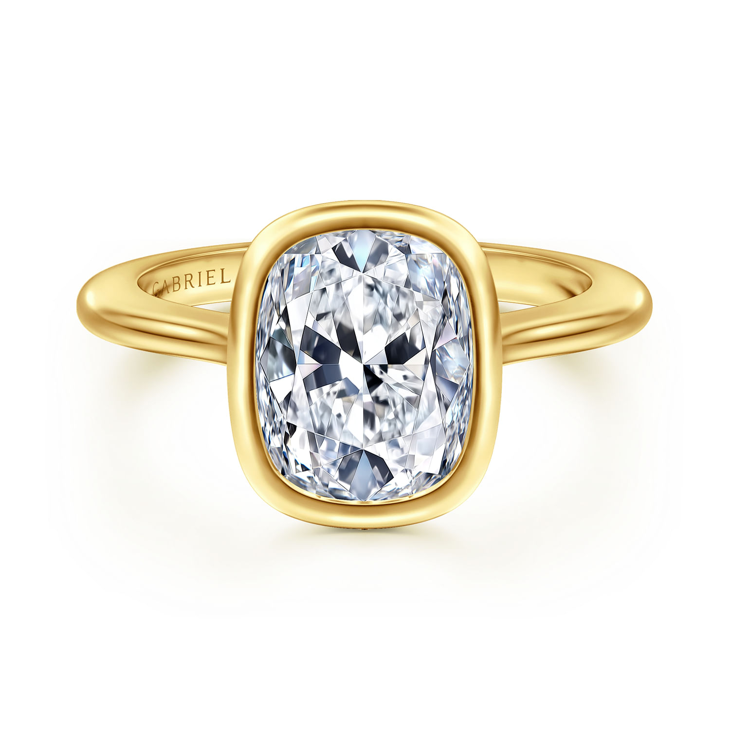 Brooke - 14K Yellow Gold Elongated Cushion Bezel Set Solitaire Diamond Engagement Ring