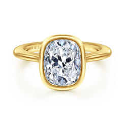 Brooke - 14K Yellow Gold Elongated Cushion Bezel Set Solitaire Diamond Engagement Ring