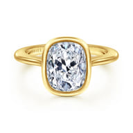 Brooke - 14K Yellow Gold Elongated Cushion Bezel Set Solitaire Diamond Engagement Ring