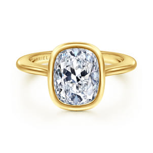 Brooke - 14K Yellow Gold Elongated Cushion Bezel Set Solitaire Diamond Engagement Ring