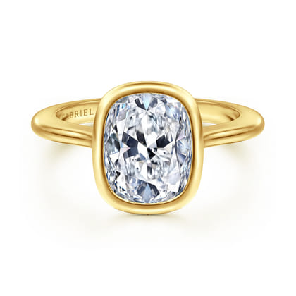 Brooke - 14K Yellow Gold Elongated Cushion Bezel Set Solitaire Diamond Engagement Ring