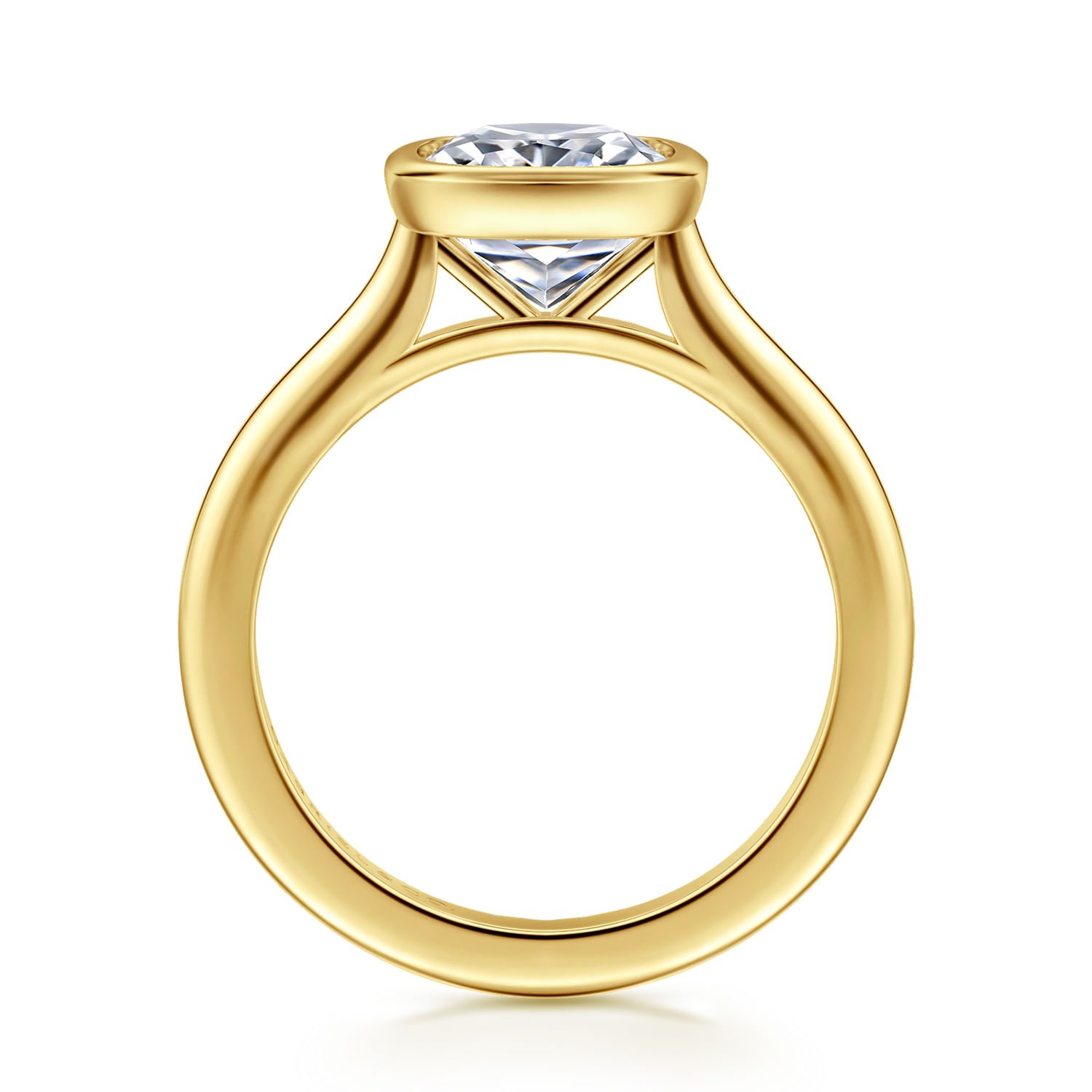 Brooke - 14K Yellow Gold Elongated Cushion Bezel Set Solitaire Diamond Engagement Ring