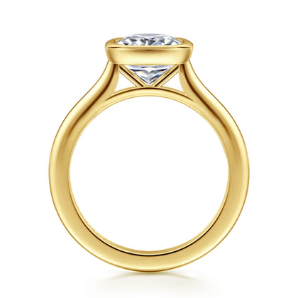 Brooke - 14K Yellow Gold Elongated Cushion Bezel Set Solitaire Diamond Engagement Ring