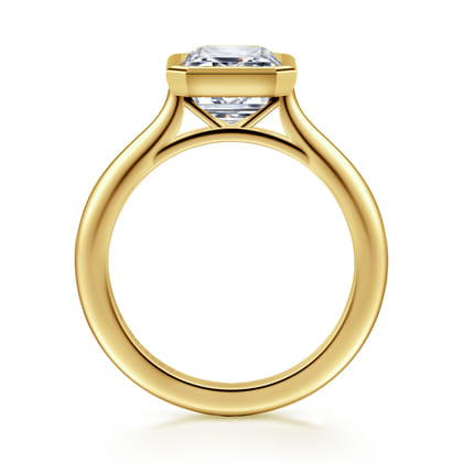 Brooke - 14K Yellow Gold Emerald Cut Bezel Set Solitaire Diamond Engagement Ring