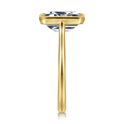 Brooke - 14K Yellow Gold Emerald Cut Bezel Set Solitaire Diamond Engagement Ring