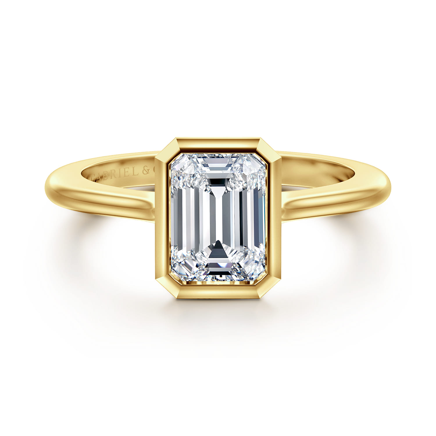 Brooke - 14K Yellow Gold Emerald Cut Bezel Set Solitaire Diamond Engagement Ring