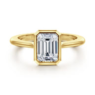 Brooke - 14K Yellow Gold Emerald Cut Bezel Set Solitaire Diamond Engagement Ring