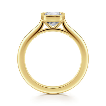 Brooke - 14K Yellow Gold Emerald Cut Bezel Set Solitaire Diamond Engagement Ring