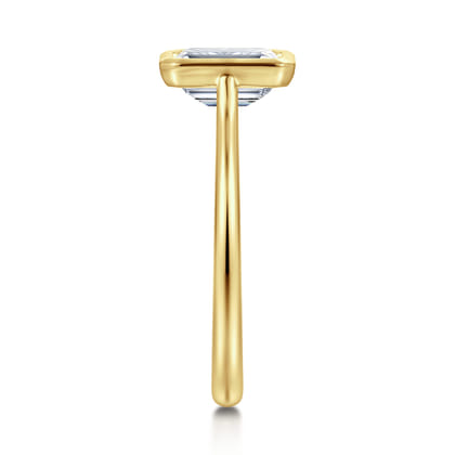 Brooke - 14K Yellow Gold Emerald Cut Bezel Set Solitaire Diamond Engagement Ring