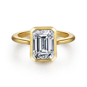 Brooke - 14K Yellow Gold Emerald Cut Bezel Set Solitaire Diamond Engagement Ring