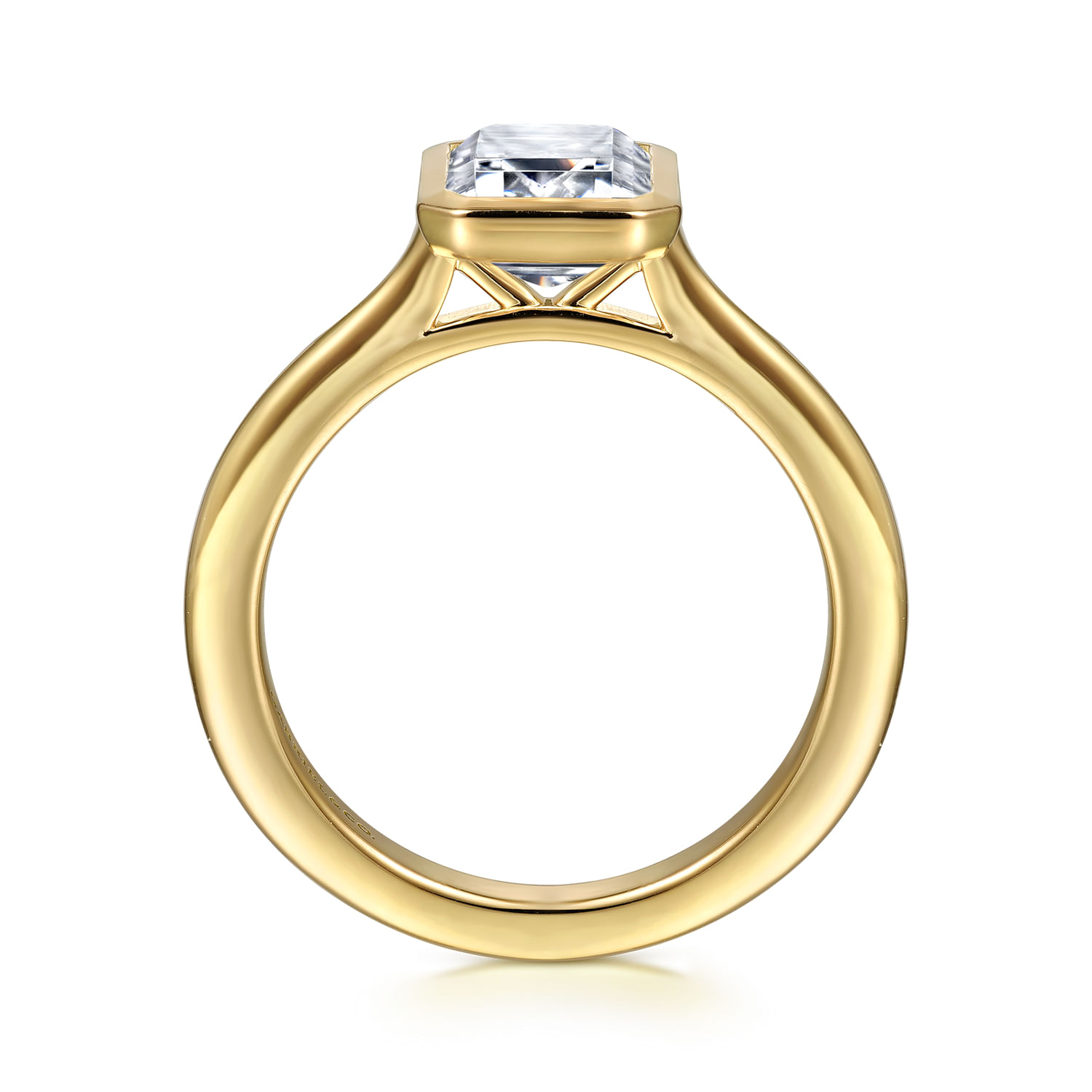 Brooke - 14K Yellow Gold Emerald Cut Bezel Set Solitaire Diamond Engagement Ring