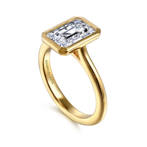 Brooke - 14K Yellow Gold Emerald Cut Bezel Set Solitaire Diamond Engagement Ring