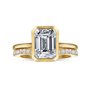 Brooke - 14K Yellow Gold Emerald Cut Bezel Set Solitaire Diamond Engagement Ring