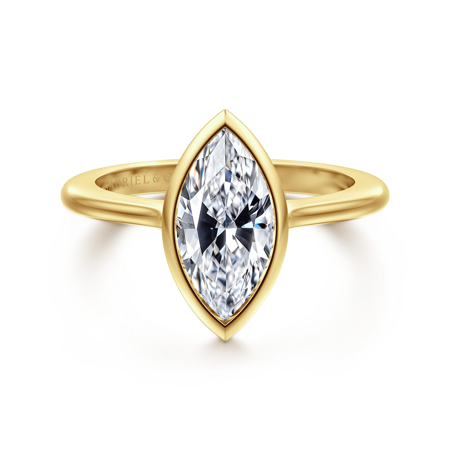 Brooke - 14K Yellow Gold Marquise Cut Bezel Set Solitaire Diamond Engagement Ring