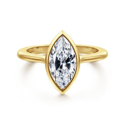 Brooke - 14K Yellow Gold Marquise Cut Bezel Set Solitaire Diamond Engagement Ring