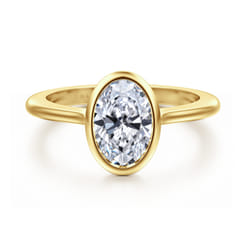 Brooke - 14K Yellow Gold Oval Cut Bezel Set Solitaire Diamond Engagement Ring