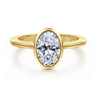 Brooke - 14K Yellow Gold Oval Cut Bezel Set Solitaire Diamond Engagement Ring