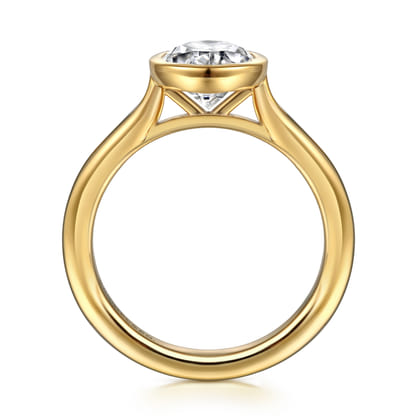 Brooke - 14K Yellow Gold Oval Cut Bezel Set Solitaire Diamond Engagement Ring
