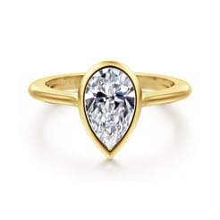 Brooke - 14K Yellow Gold Pear Cut Bezel Set Solitaire Diamond Engagement Ring