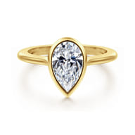 Brooke - 14K Yellow Gold Pear Cut Bezel Set Solitaire Diamond Engagement Ring
