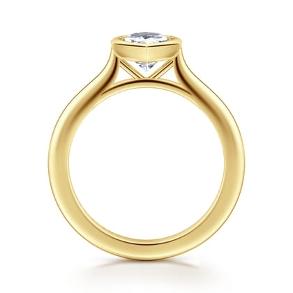 Brooke - 14K Yellow Gold Pear Cut Bezel Set Solitaire Diamond Engagement Ring