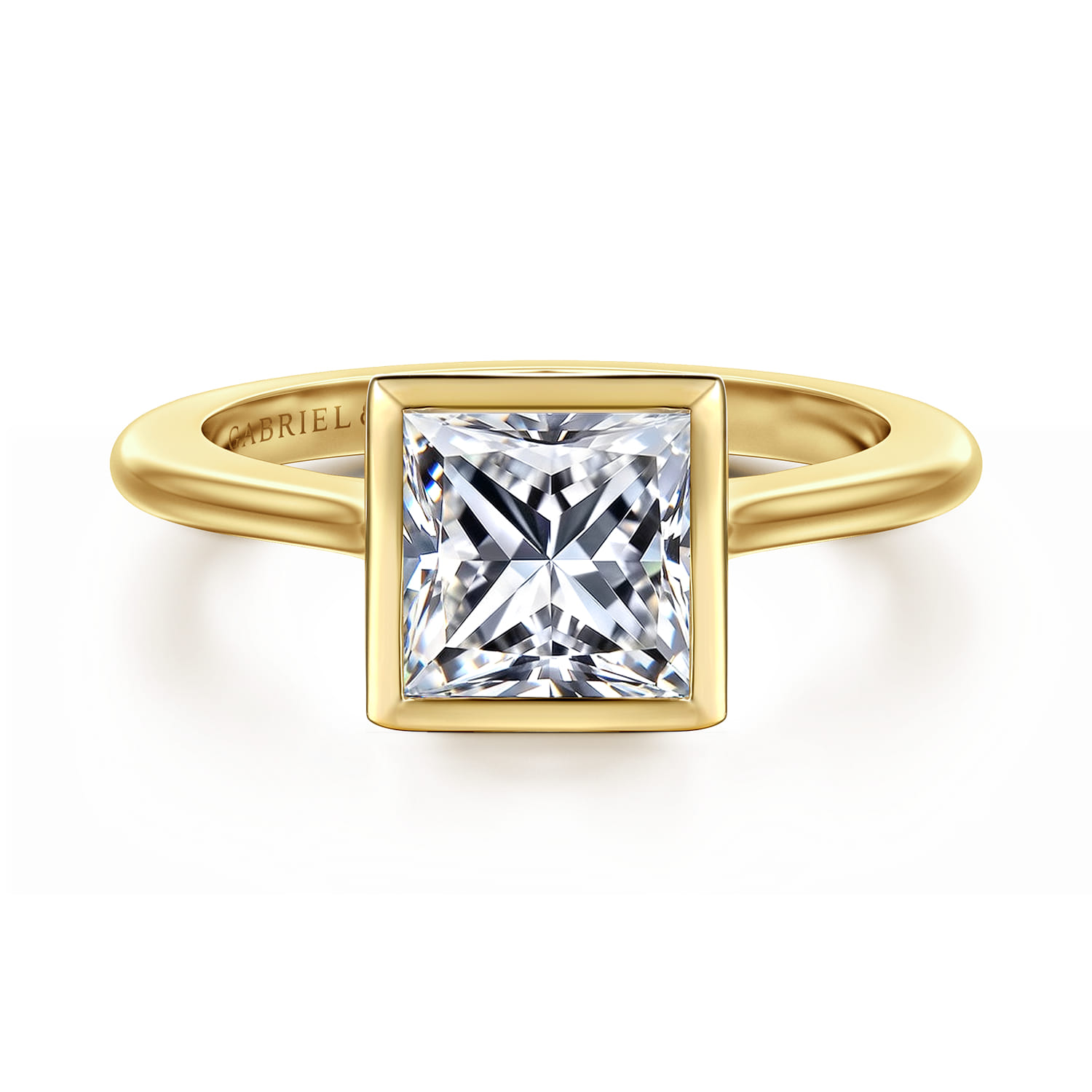 Brooke - 14K Yellow Gold Princess Cut Bezel Set Solitaire Diamond Engagement Ring