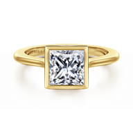 Brooke - 14K Yellow Gold Princess Cut Bezel Set Solitaire Diamond Engagement Ring