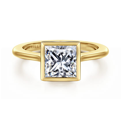 Brooke - 14K Yellow Gold Princess Cut Bezel Set Solitaire Diamond Engagement Ring