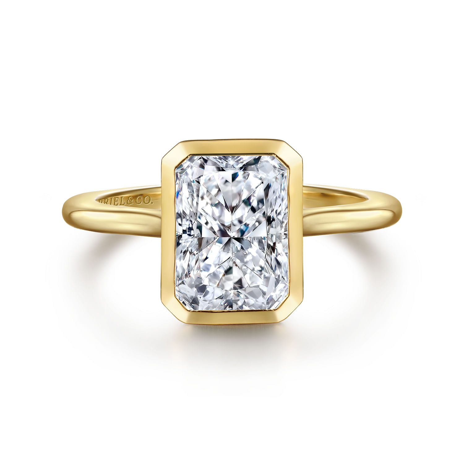 Brooke - 14K Yellow Gold Radiant Cut Bezel Set Solitaire Diamond Engagement Ring