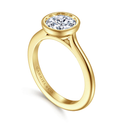 Brooke - 14K Yellow Gold Round Cut Bezel Set Solitaire Diamond Engagement Ring