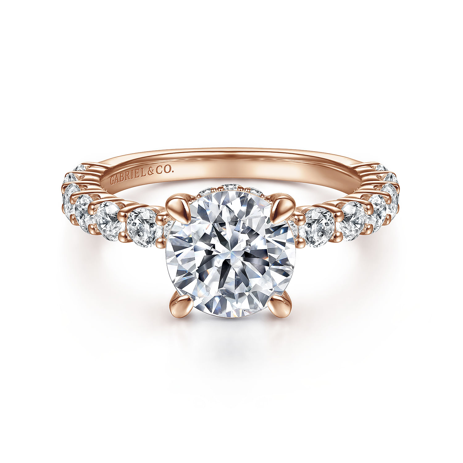 Brosnan - 14K Rose Gold Round Diamond Engagement Ring