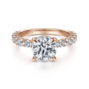 Brosnan - 14K Rose Gold Round Diamond Engagement Ring