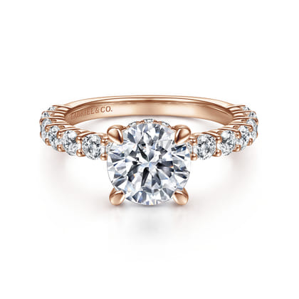 Brosnan - 14K Rose Gold Round Diamond Engagement Ring