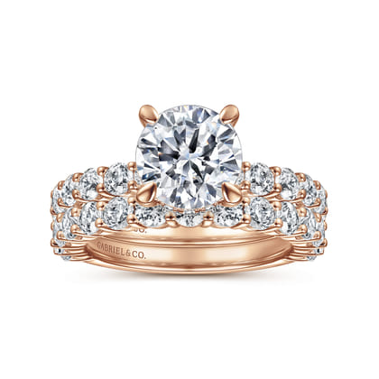 Brosnan - 14K Rose Gold Round Diamond Engagement Ring