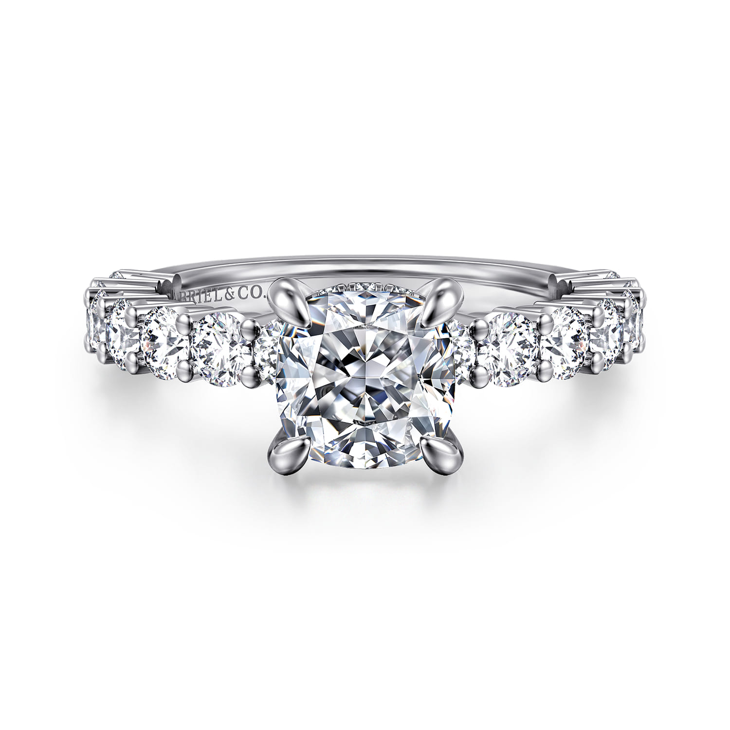 Brosnan - 14K White Gold Cushion Cut Diamond Engagement Ring
