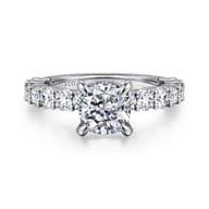 Brosnan - 14K White Gold Cushion Cut Diamond Engagement Ring
