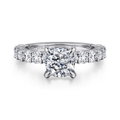 Brosnan - 14K White Gold Cushion Cut Diamond Engagement Ring