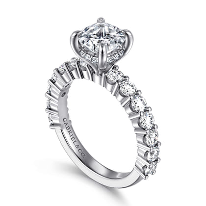 Brosnan - 14K White Gold Cushion Cut Diamond Engagement Ring