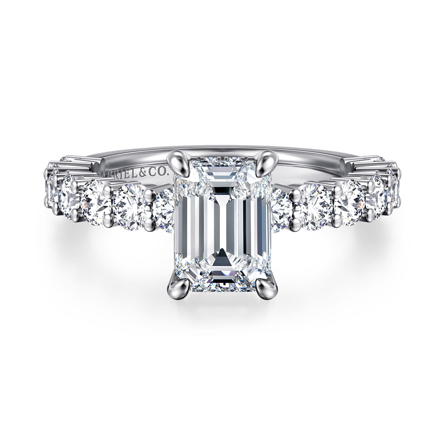 Brosnan - 14K White Gold Emerald Cut Diamond Engagement Ring