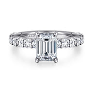 Brosnan - 14K White Gold Emerald Cut Diamond Engagement Ring