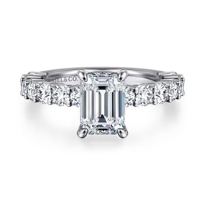 Brosnan - 14K White Gold Emerald Cut Diamond Engagement Ring