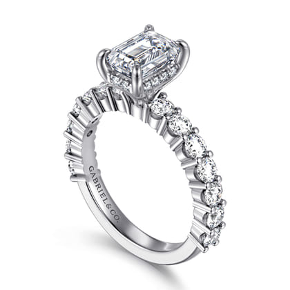 Brosnan - 14K White Gold Emerald Cut Diamond Engagement Ring