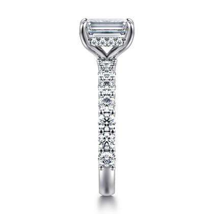 Brosnan - 14K White Gold Emerald Cut Diamond Engagement Ring