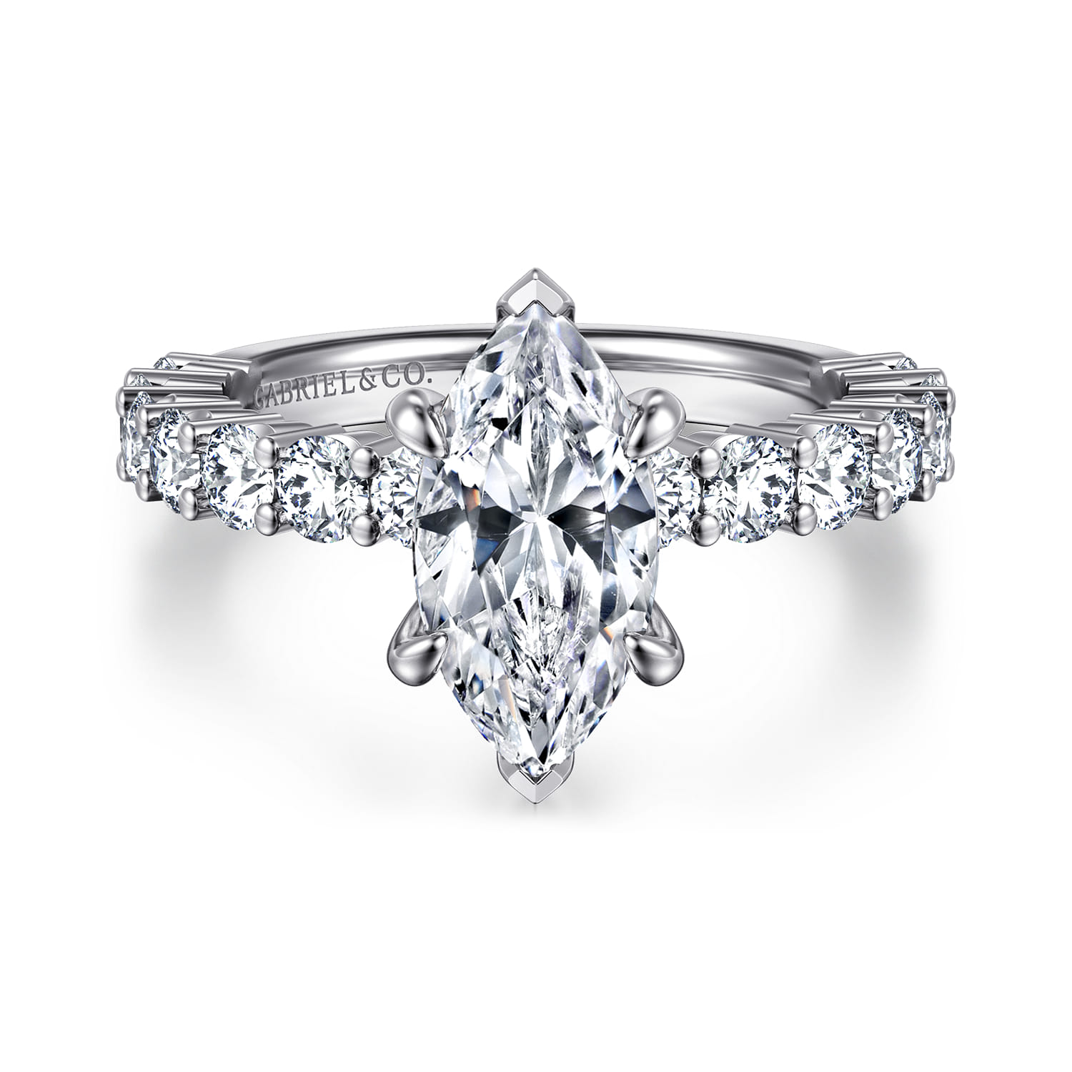 Brosnan - 14K White Gold Marquise Shape Diamond Engagement Ring
