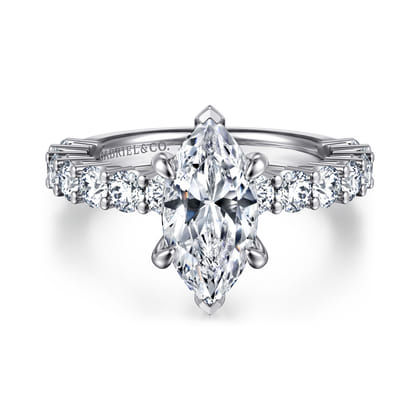 Brosnan - 14K White Gold Marquise Shape Diamond Engagement Ring