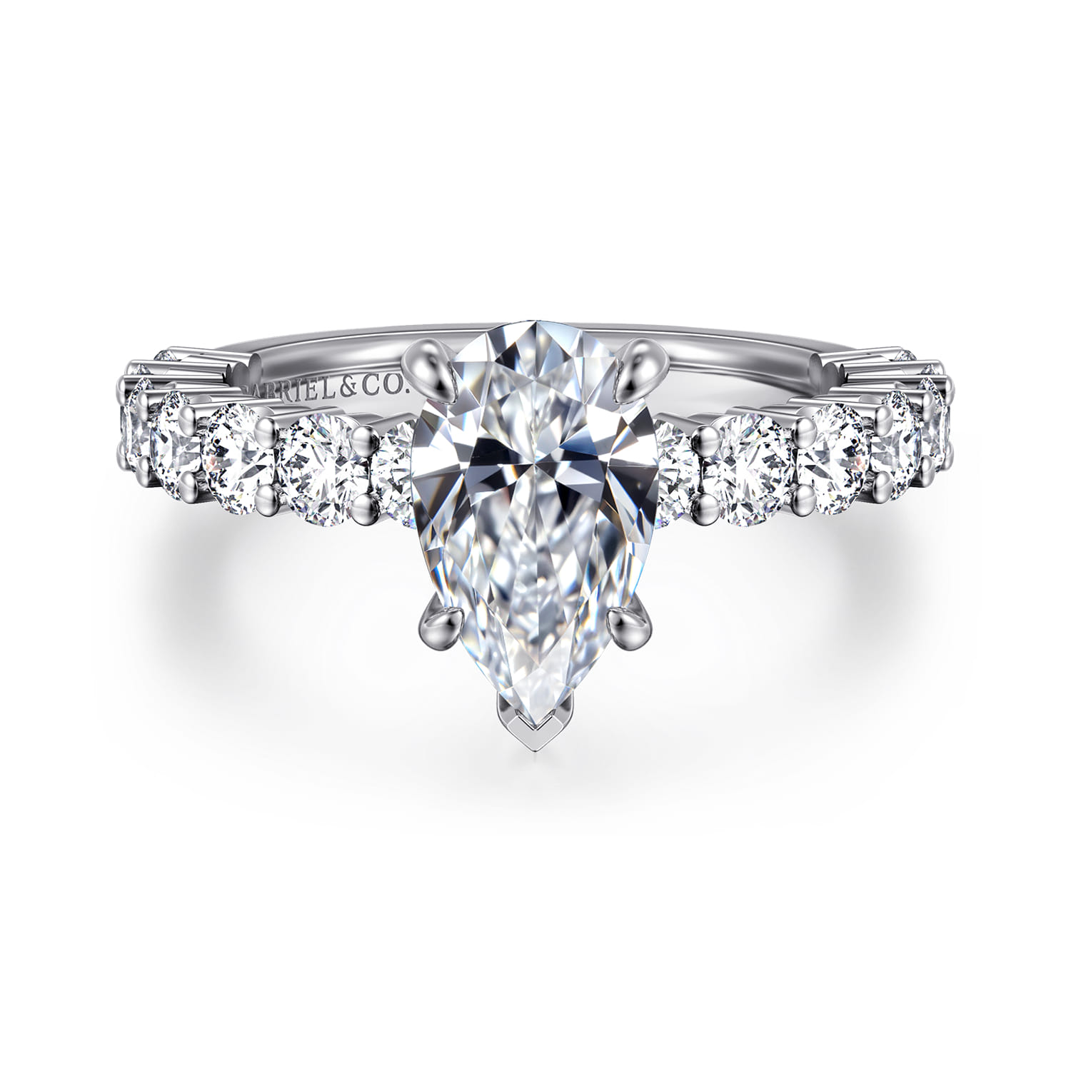 Brosnan - 14K White Gold Pear Shape Diamond Engagement Ring