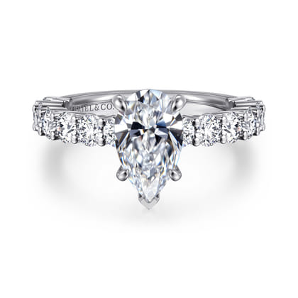 Brosnan - 14K White Gold Pear Shape Diamond Engagement Ring